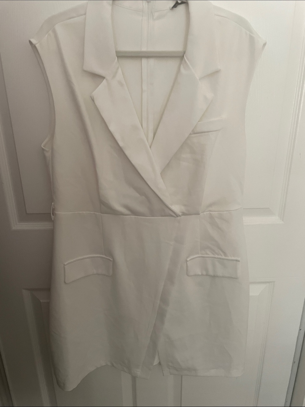 Fashion Nova White Sleeveless Blazer Dress
